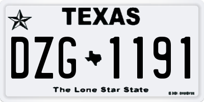 TX license plate DZG1191