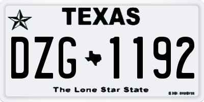 TX license plate DZG1192
