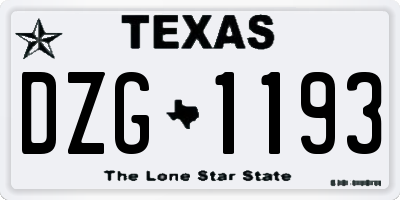TX license plate DZG1193