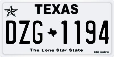 TX license plate DZG1194