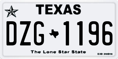 TX license plate DZG1196