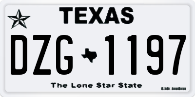 TX license plate DZG1197