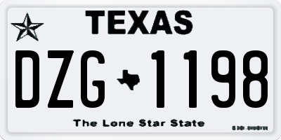 TX license plate DZG1198