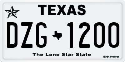 TX license plate DZG1200