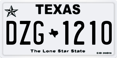 TX license plate DZG1210