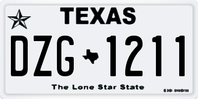 TX license plate DZG1211