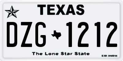 TX license plate DZG1212