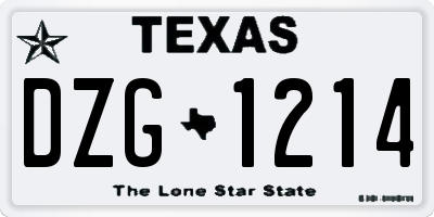 TX license plate DZG1214