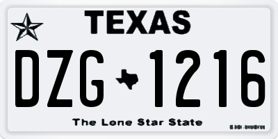 TX license plate DZG1216
