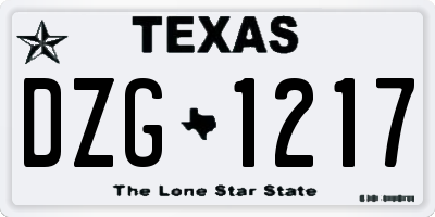 TX license plate DZG1217