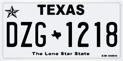 TX license plate DZG1218
