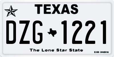 TX license plate DZG1221