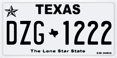 TX license plate DZG1222