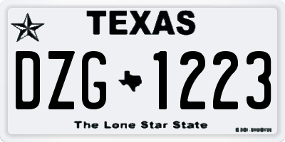 TX license plate DZG1223
