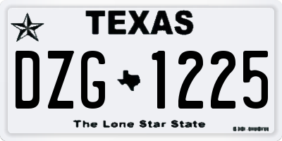 TX license plate DZG1225