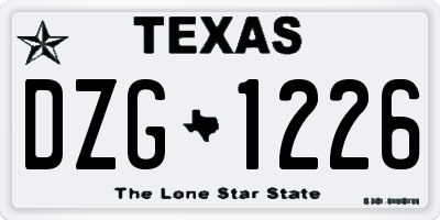 TX license plate DZG1226