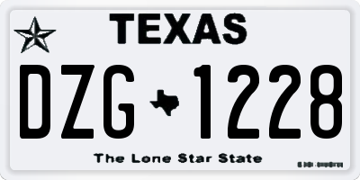 TX license plate DZG1228