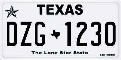 TX license plate DZG1230