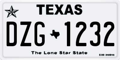TX license plate DZG1232