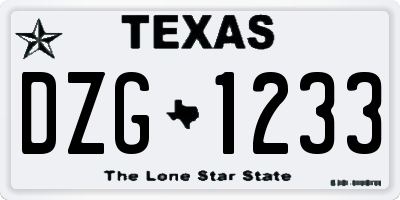 TX license plate DZG1233