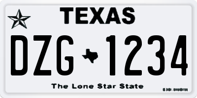 TX license plate DZG1234