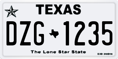 TX license plate DZG1235
