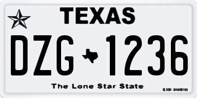 TX license plate DZG1236