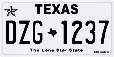 TX license plate DZG1237