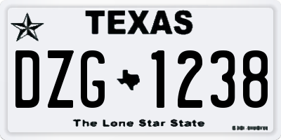 TX license plate DZG1238
