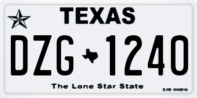 TX license plate DZG1240