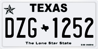 TX license plate DZG1252