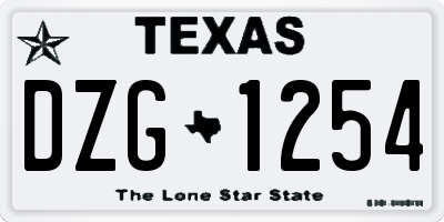 TX license plate DZG1254