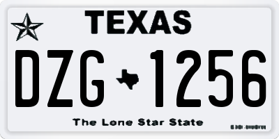 TX license plate DZG1256