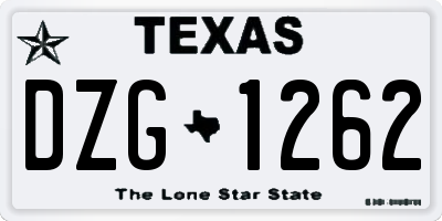 TX license plate DZG1262
