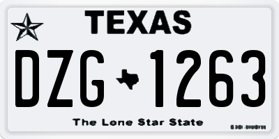 TX license plate DZG1263