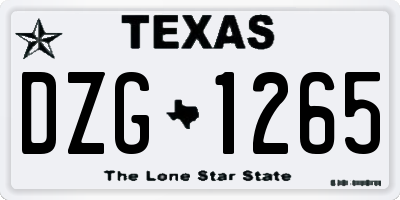 TX license plate DZG1265