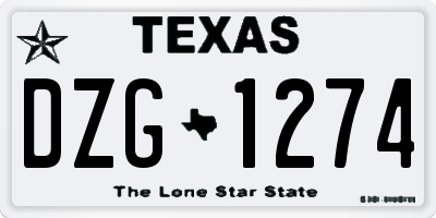 TX license plate DZG1274