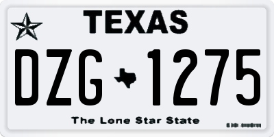 TX license plate DZG1275