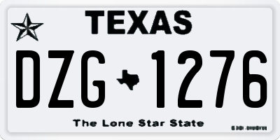TX license plate DZG1276