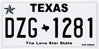 TX license plate DZG1281