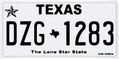 TX license plate DZG1283