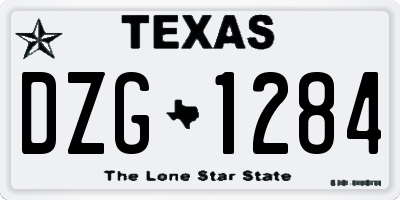 TX license plate DZG1284