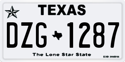 TX license plate DZG1287