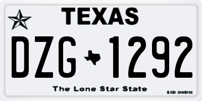 TX license plate DZG1292