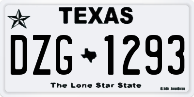TX license plate DZG1293