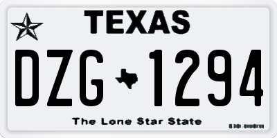 TX license plate DZG1294