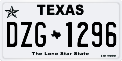 TX license plate DZG1296