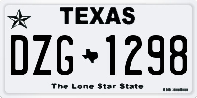 TX license plate DZG1298
