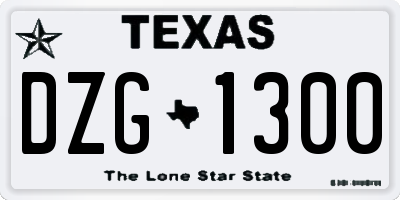 TX license plate DZG1300