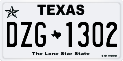 TX license plate DZG1302